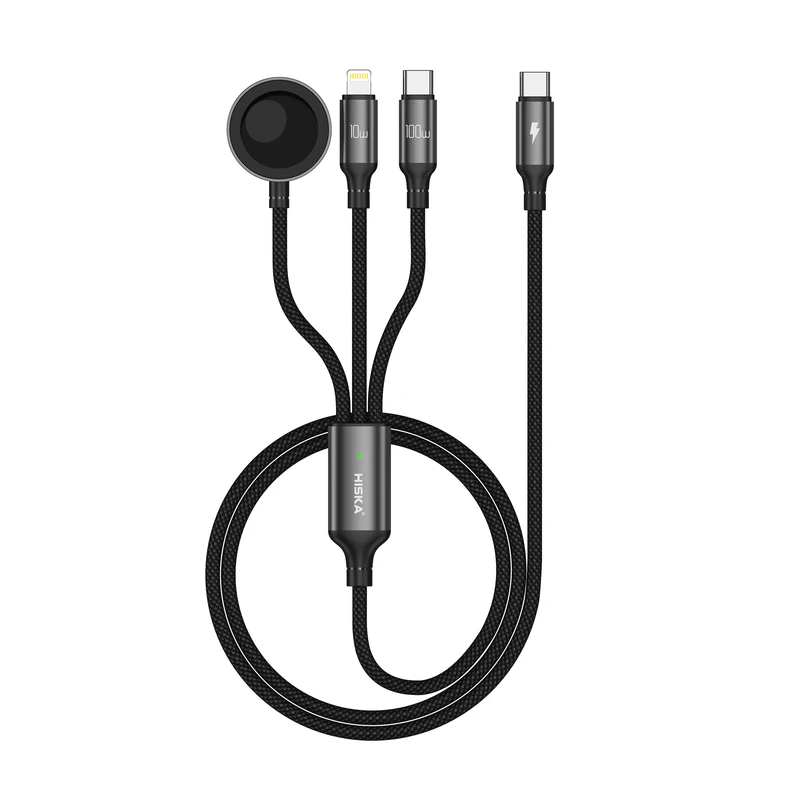 کابل 3 کاره تبدیل USB-C به لایتنینگ هیسکا مدل LX31